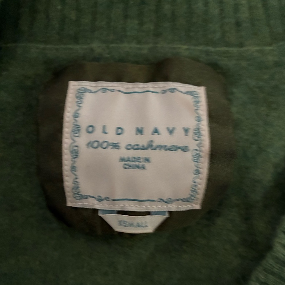 Old Navy 100% Cashmere Green Scoop Neck Sweater Sz XS bell sleeves grass green - Picture 5 of 6